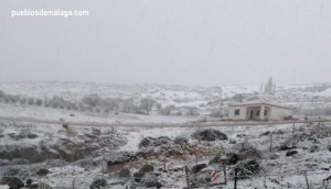 Nevada en la zona antequerana de La Higuera, cerca del torcal de Antequera y Villanueva de la Concepción