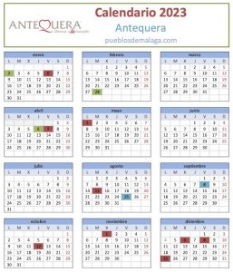 Calendario de festivos locales de Antequera para el año 2023